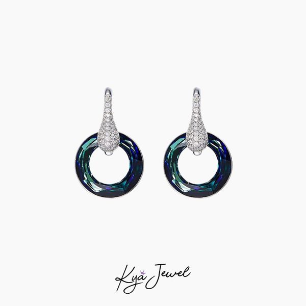 Bộ Trang Sức Nữ Kya Jewel Đá Swarovski Tròn Thanh Lịch (Xanh Dương) - SN61