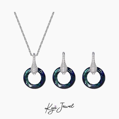 Bộ Trang Sức Nữ Kya Jewel Đá Swarovski Tròn Thanh Lịch (Xanh Dương) - SN61