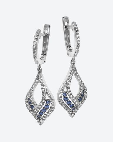 Bông Tai Blue & White Zirconium