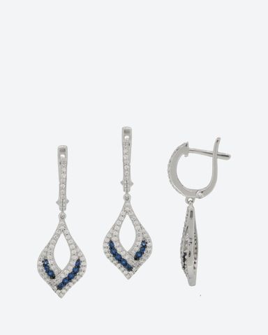 Bông Tai Blue & White Zirconium