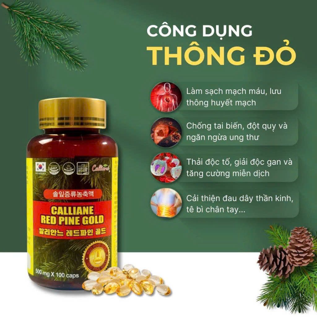 Tinh dầu thông đỏ Calliane Red Pine Gold 500mg hộp 100 viên