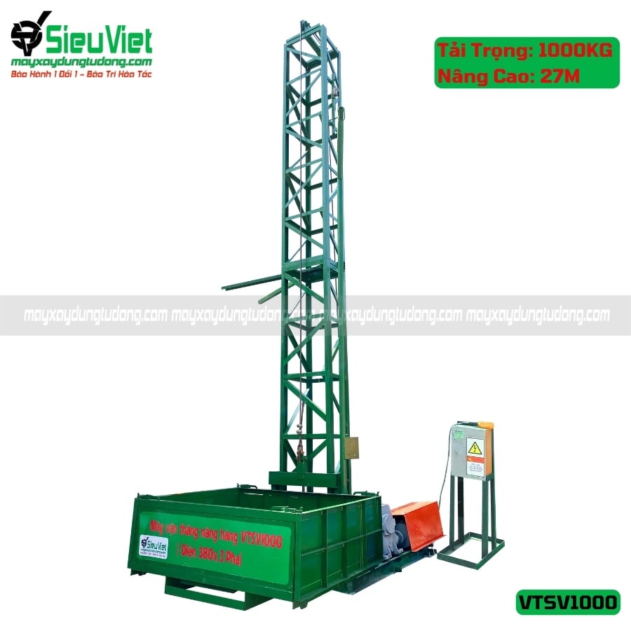 Vận thăng nâng hàng 1000kg cao 27m (Điện 380V, 3 phase)