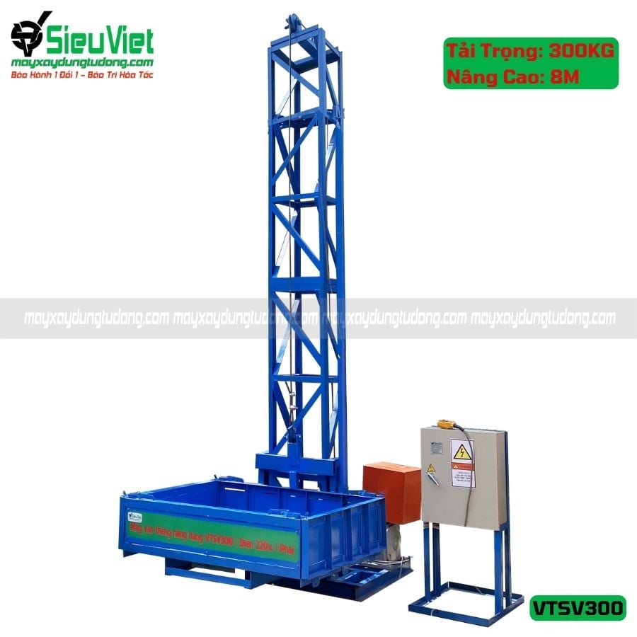 Vận thăng nâng hàng 300Kg cao 8m (Điện 220V, 1 phase)