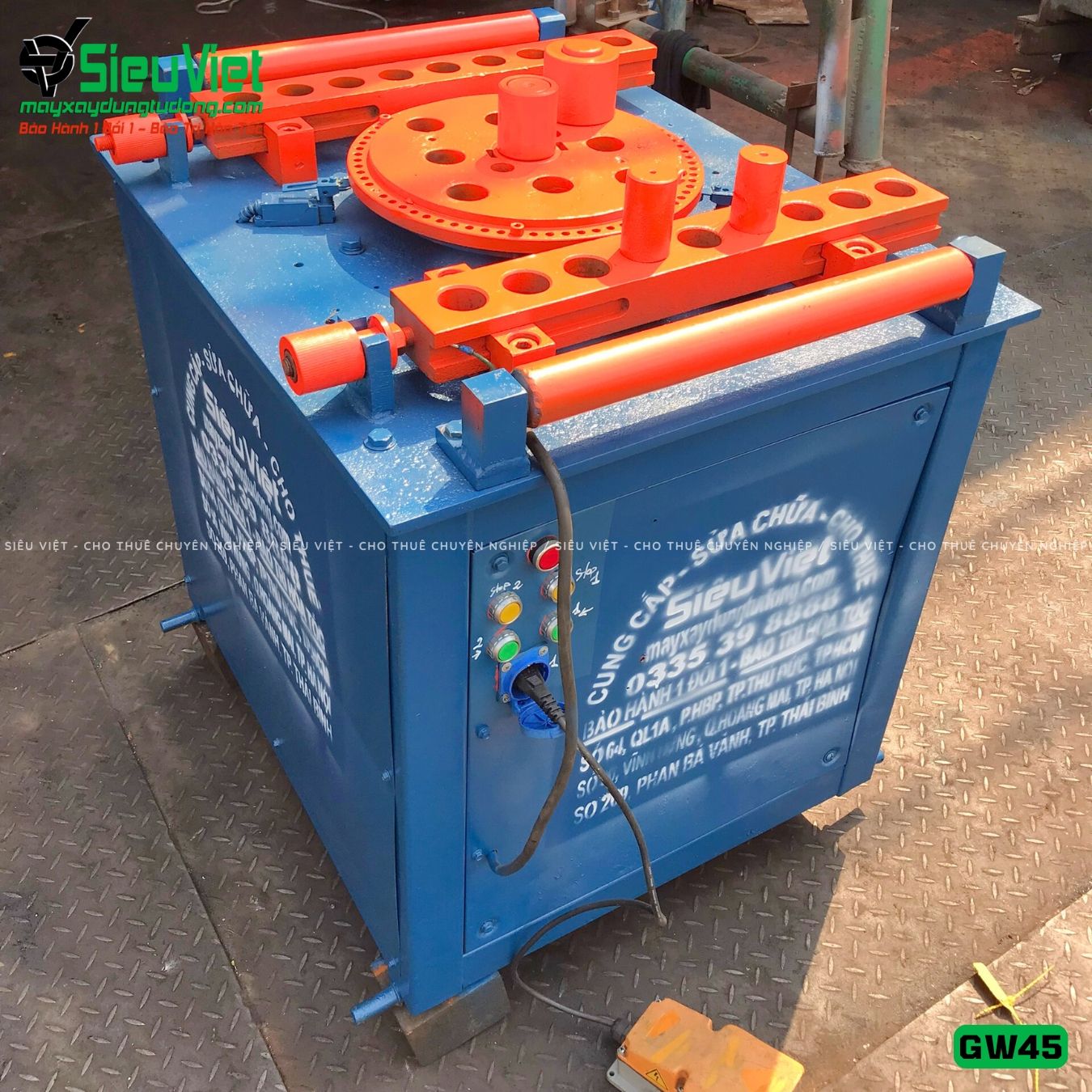 Thuê Tháng Máy uốn sắt GW45 Trung Quốc - Điện 380V, 3 Pha