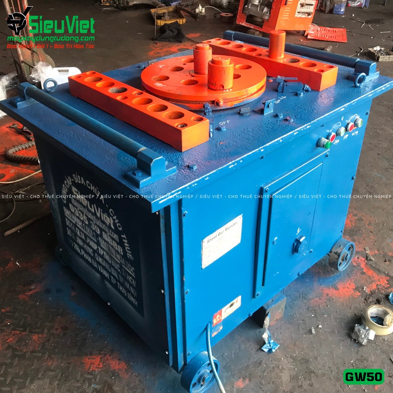 (Cho Thuê Tháng) Máy uốn sắt GW50 Trung Quốc - Điện 380V, 3 Pha