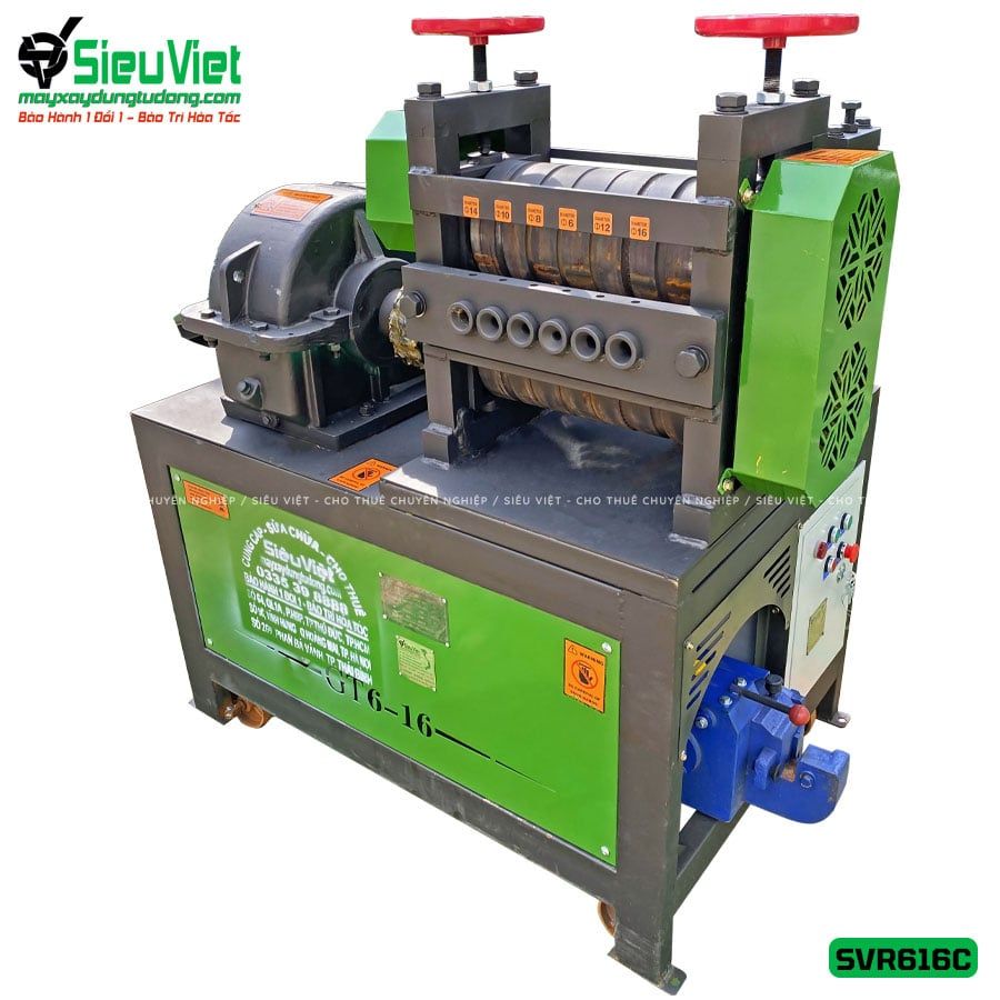 Máy duỗi sắt phế liệu, sắt rối phi 6 > 16mm SVR616C (Điện 380V, 3 Pha)