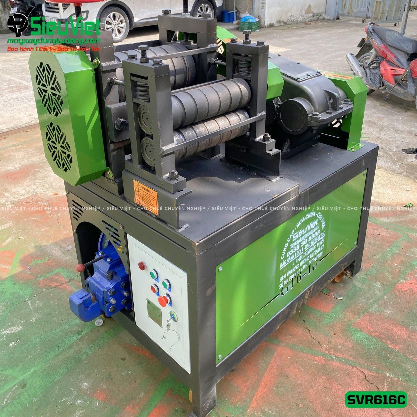 Máy duỗi sắt phế liệu, sắt rối phi 6 > 16mm SVR616C (Điện 380V, 3 Pha)