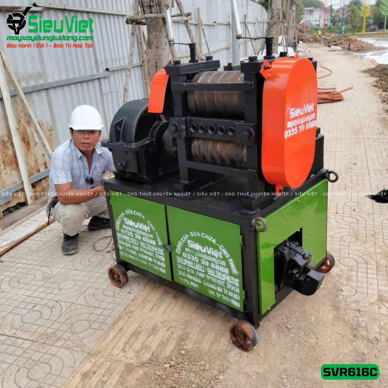 Máy duỗi sắt phế liệu, sắt rối phi 6 > 16mm SVR616C (Điện 380V, 3 Pha)