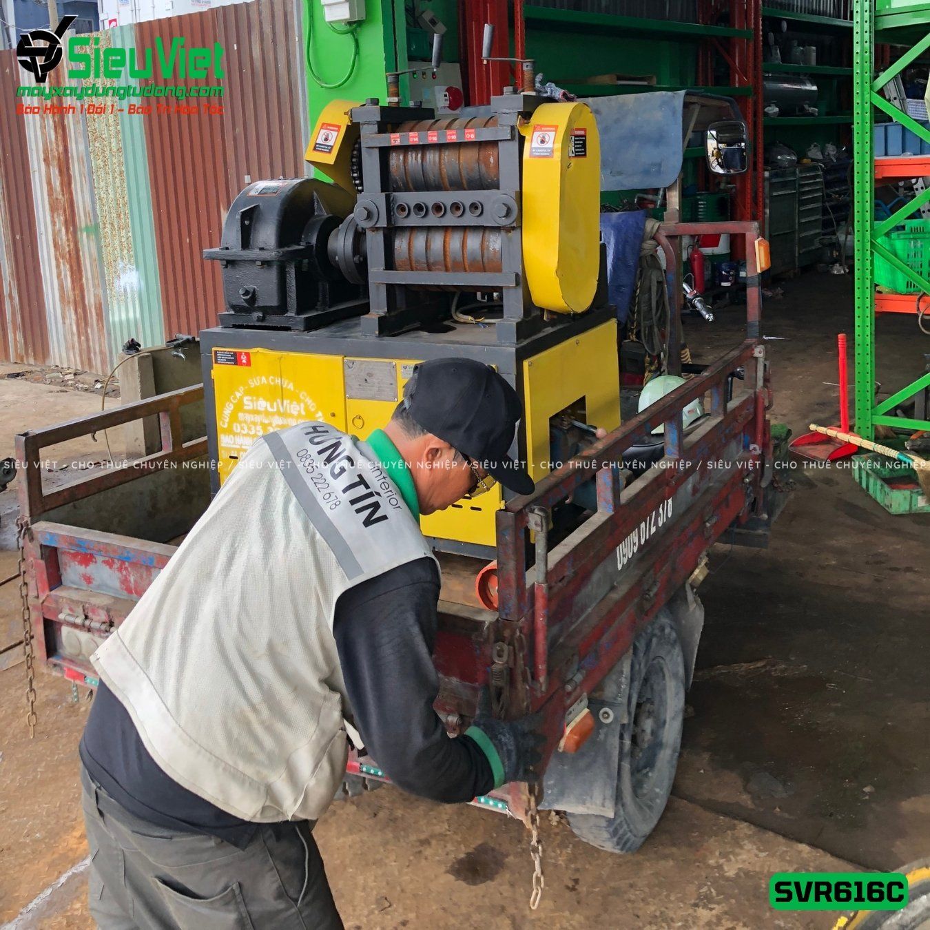 Máy duỗi sắt phế liệu, sắt rối phi 6 > 16mm SVR616C (Điện 380V, 3 Pha)