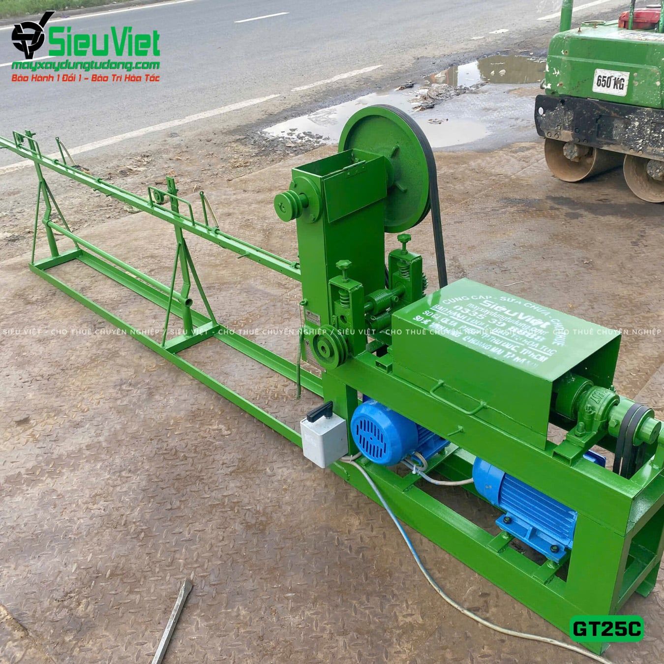 Máy duỗi cắt sắt tự động GT25C, máng dài 2.6m (Điện 220V, Dân dụng)