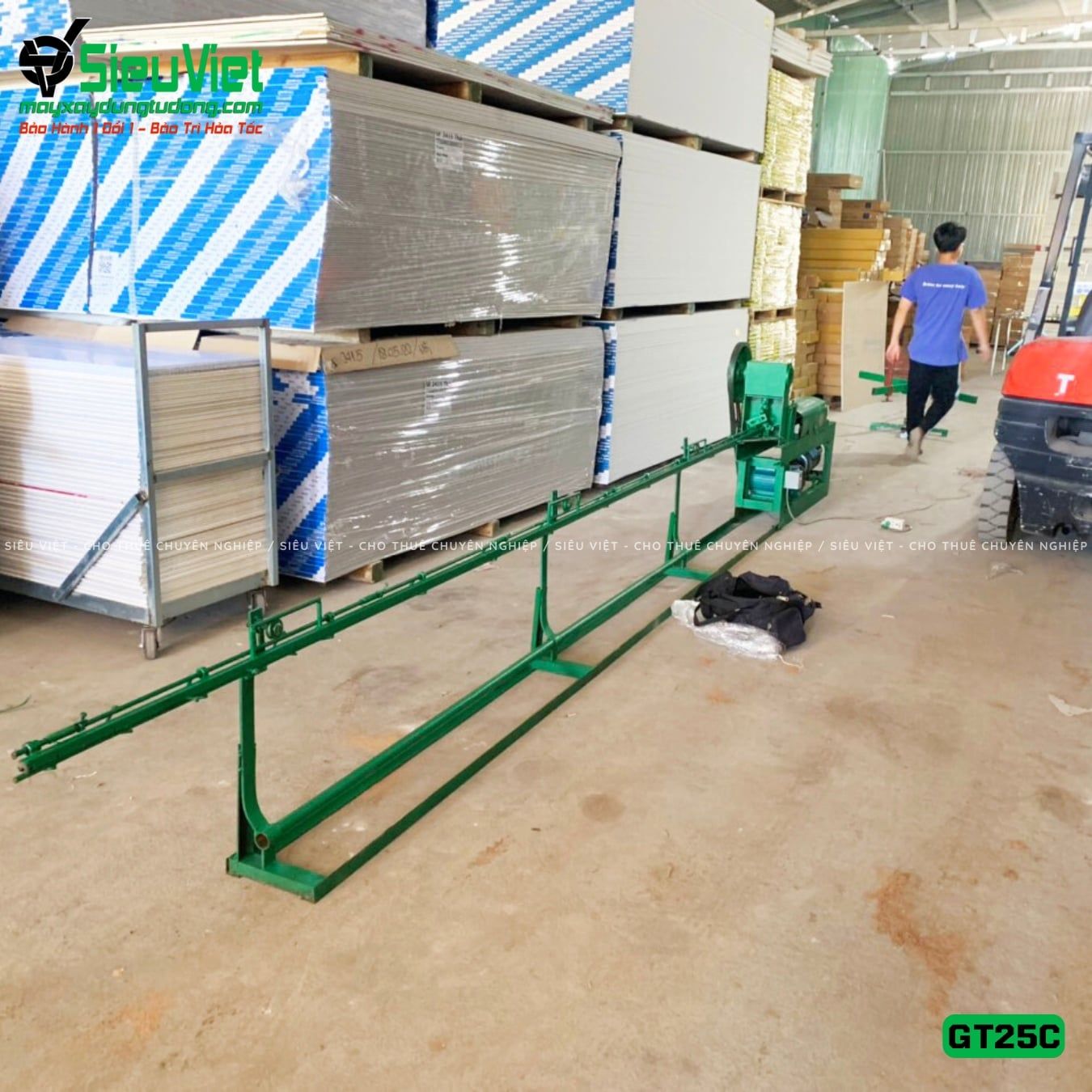 Máy duỗi cắt sắt tự động GT25C, máng dài 4.5m (Điện 220V, Dân dụng)