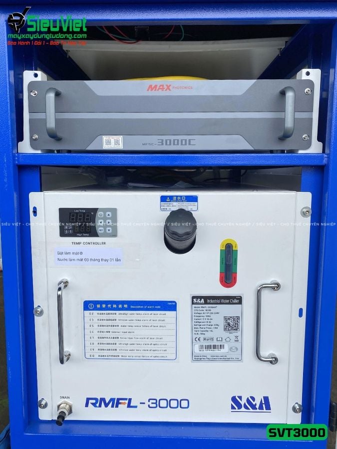 Máy laser tẩy gỉ sắt SVT3000, Công suất 3000W - Điện 380V, 3 Pha