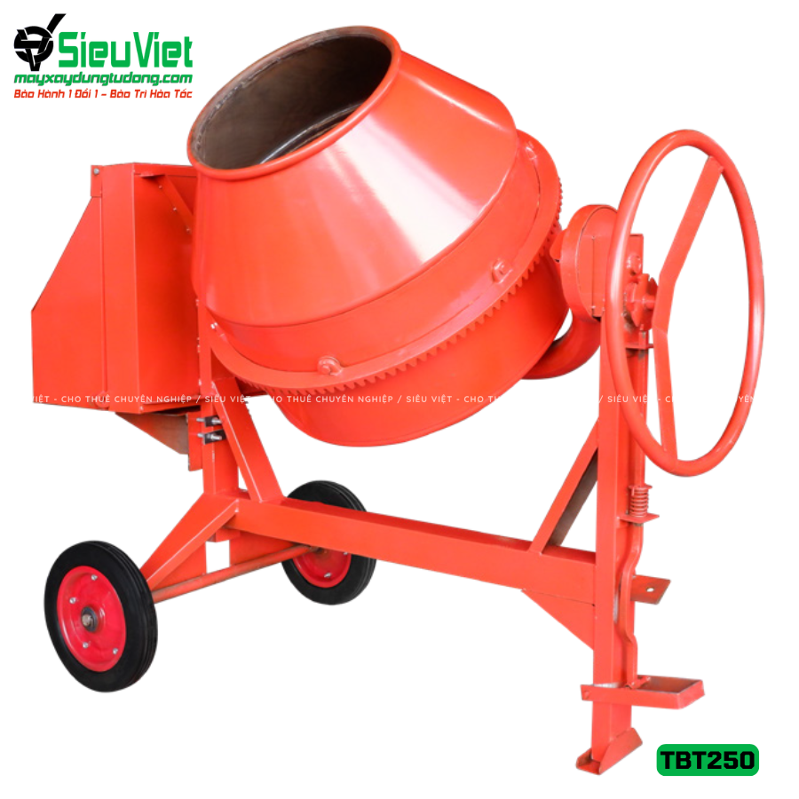 Máy trộn bê tông 250L TBT250 (Chưa mô tơ) - Điện 220V, Dân dụng