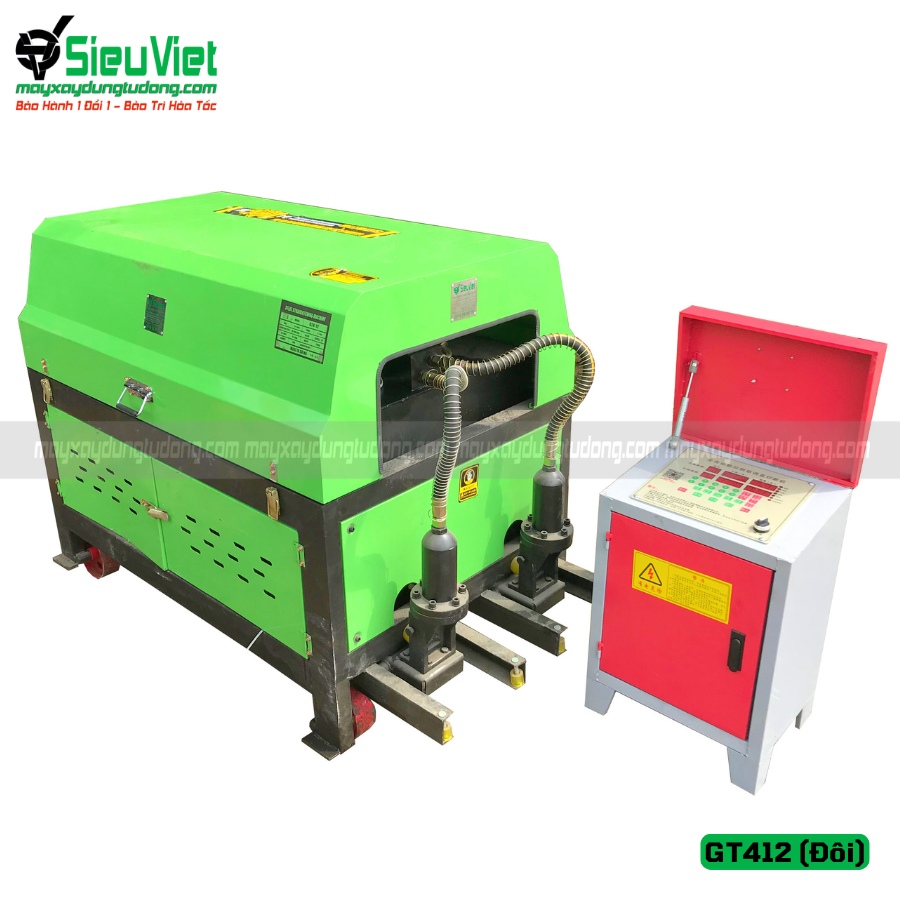 Máy duỗi cắt sắt tự động phi 5 > 10mm GT4-12 Đôi 2 giàn nắn (Điện 380v, 3 pha)
