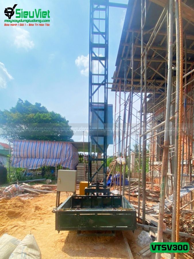 Cho thuê vận thăng Cao 12M 300kg VTSV300 - Điện 220v, Dân dụng