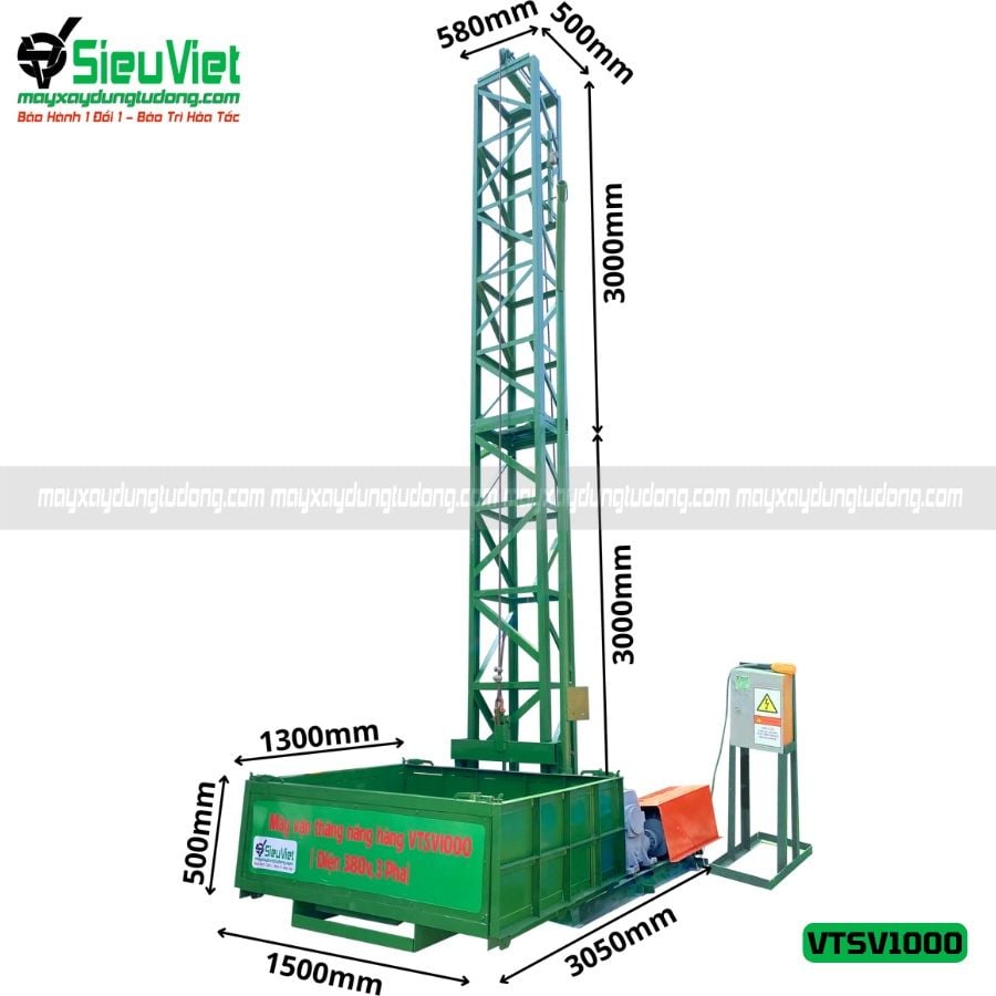 Cho thuê vận thăng Cao 51M 1000kg VTSV1000 - Điện 380v, 3 pha