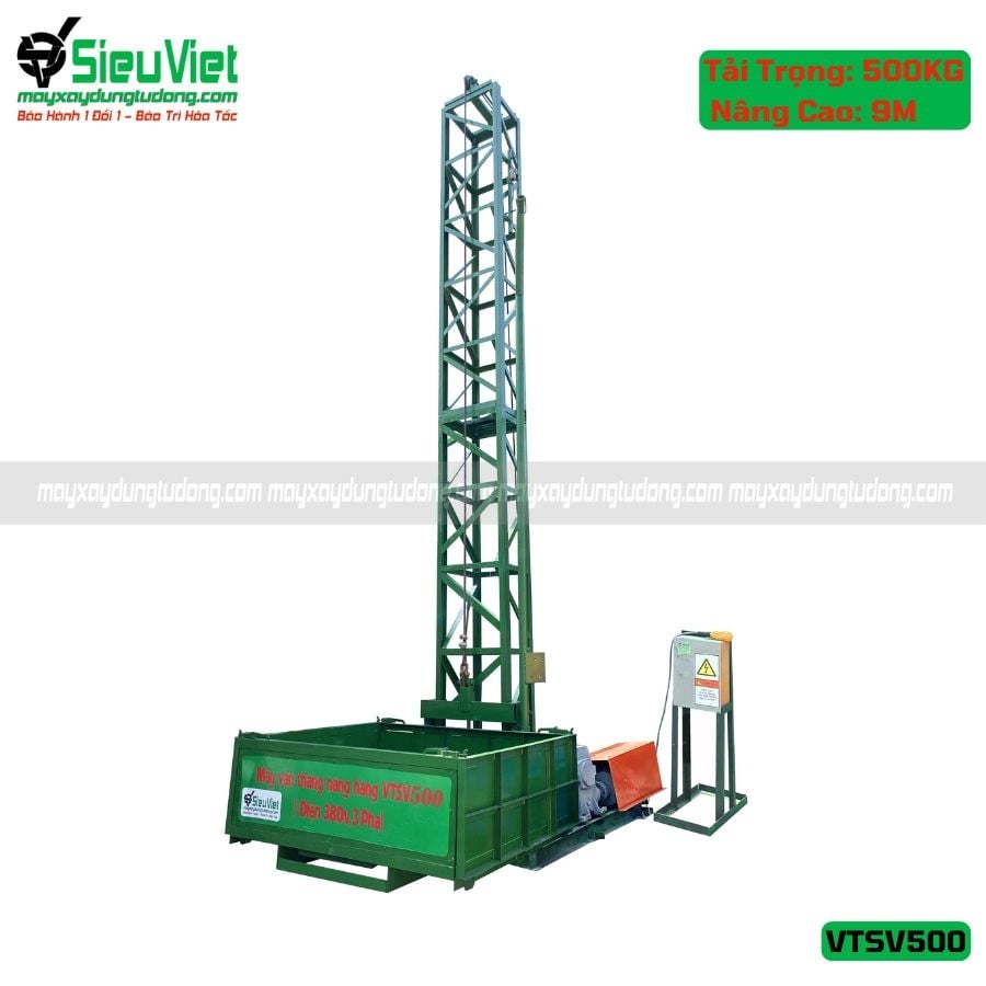 Vận thăng nâng hàng 500kg cao 9m (Điện 380V, 3 phase)