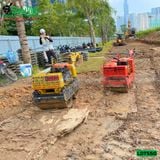 (Cho Thuê Tháng) Xe lu dắt tay 550Kg Nhật Bản - Động cơ Diesel