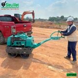 (Cho Thuê Tháng) Xe lu dắt tay 550Kg Nhật Bản - Động cơ Diesel