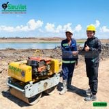 (Cho Thuê Tháng) Xe lu dắt tay 650Kg Nhật Bản - Động cơ Diesel