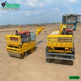 (Cho Thuê Tháng) Xe lu dắt tay 650Kg Nhật Bản - Động cơ Diesel