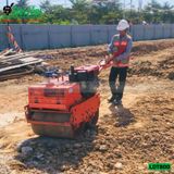 (Cho Thuê Tuần) Xe lu dắt tay 800Kg Nhật Bản - Động cơ Diesel