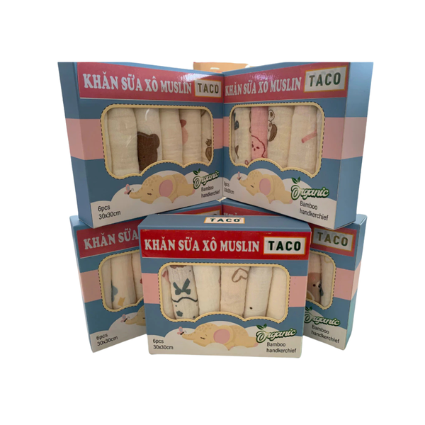 Khăn sữa xô muslin Taco (hộp 6)