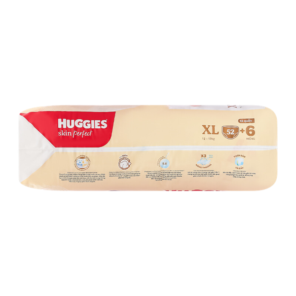 Tã Huggies Quần Skin Perfect XL-52+6 (12 - 17 Kg)