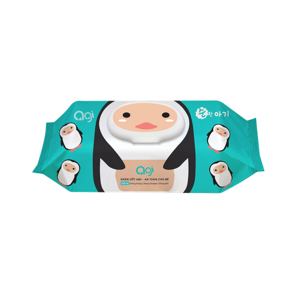 Khăn ướt Agi xanh 100 tờ (chim cánh cụt)