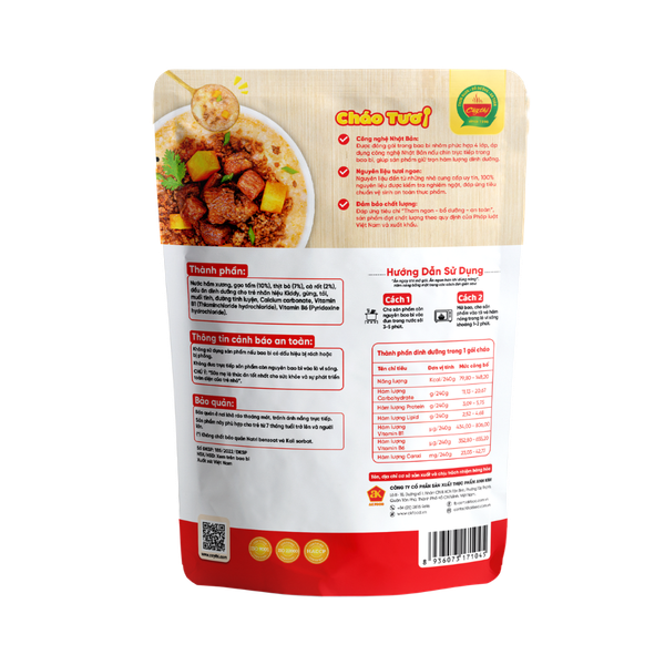 Cháo tươi thịt bò cà rốt Cây Thị (240g)