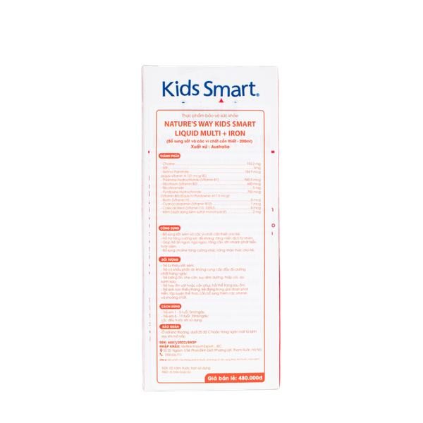 Nature's Way Kids Smart Multi Iron Liquid - Vitamin tổng hợp và sắt 200ml