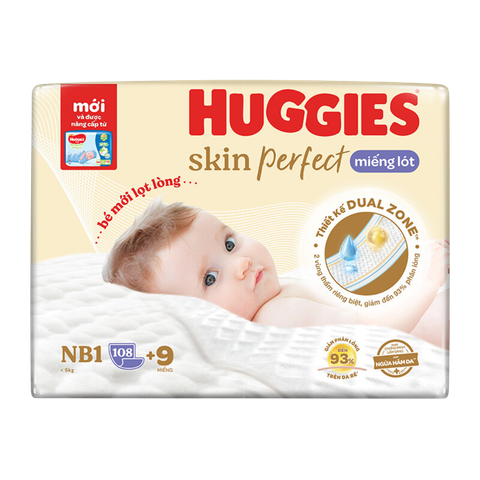 Miếng lót Huggies Skin Perfect NB1-108 + 9 (< 5 Kg)