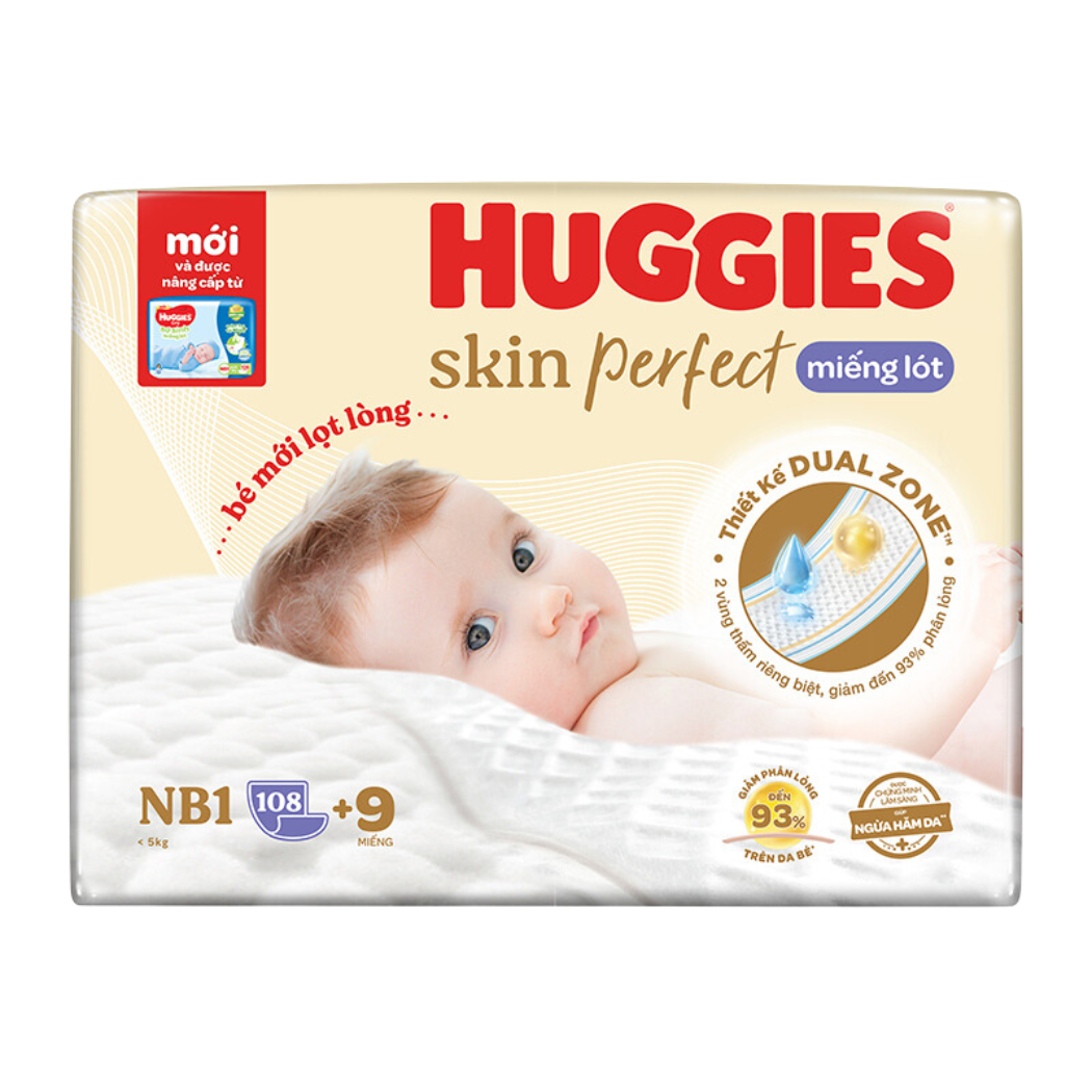 Miếng lót Huggies Skin Perfect NB1-108 (< Kg) Chuỗi Mẹ và