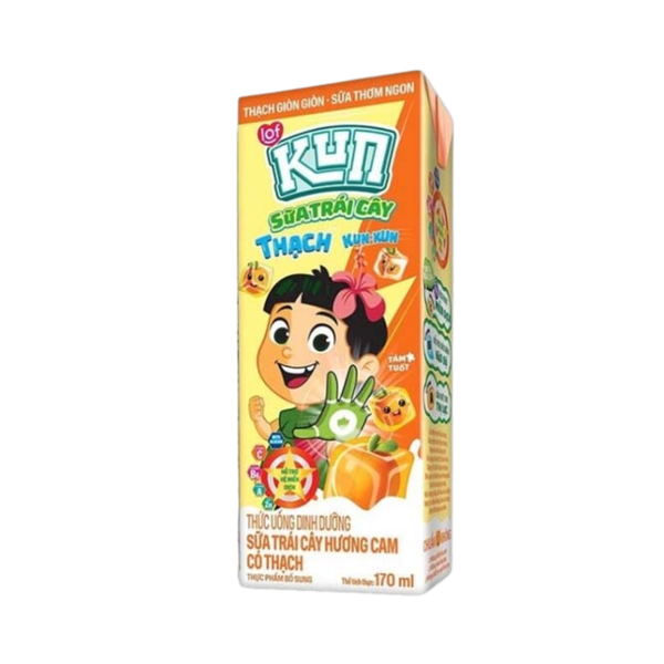 Sữa Kun trái cây hương cam có thạch 170ml (lốc 4 hộp)