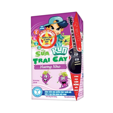 Sữa Kun trái cây hương nho 110ml (lốc 4 hộp)