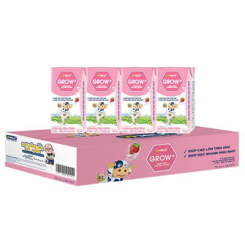 Sữa tiệt trùng VPMilk Grow+ vị dâu 110ml (lốc 4 hộp)