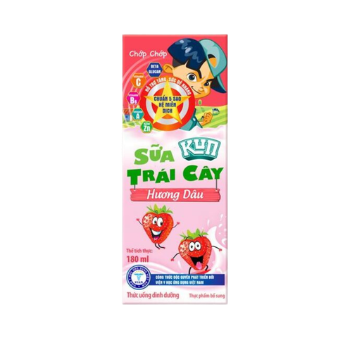 Sữa Kun trái cây hương dâu 180ml (lốc 4 hộp)