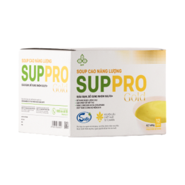 Suppro GOLD - Soup cao năng lượng, dinh dưỡng cân bằng giúp phục hồi sức khỏe (vị gạo sữa, dạng hộp 12 gói)