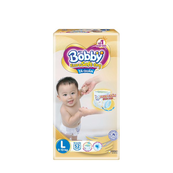 Tã Bobby Quần Extra Soft Dry L-52 (9 - 13 kg)