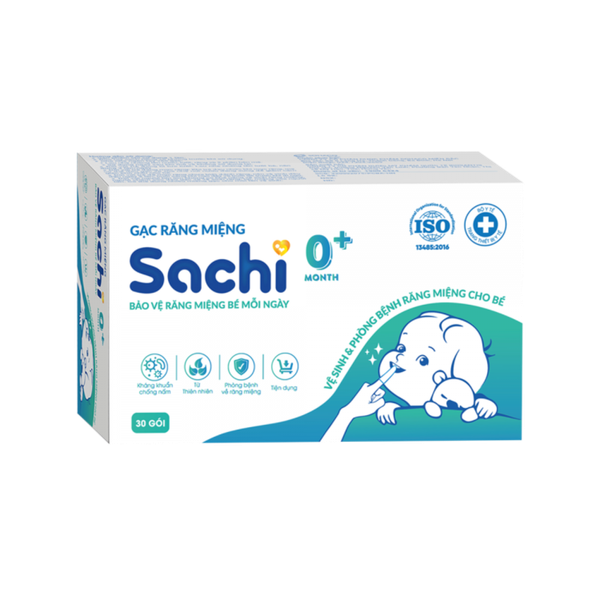 Gạc răng miệng Sachi 0+ (hộp 30 gói)