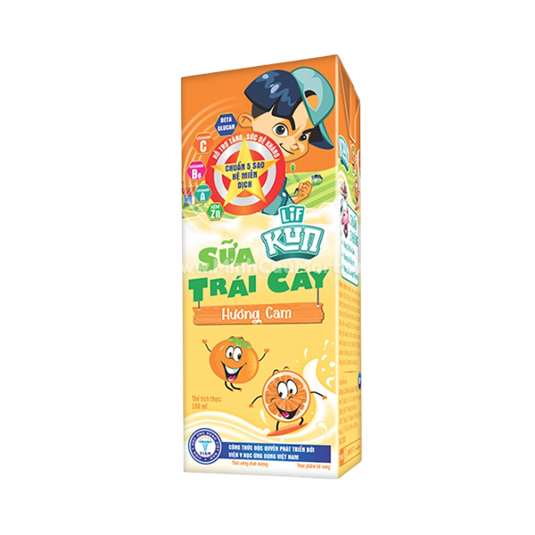 Sữa Kun trái cây hương cam 180ml (lốc 4 hộp)