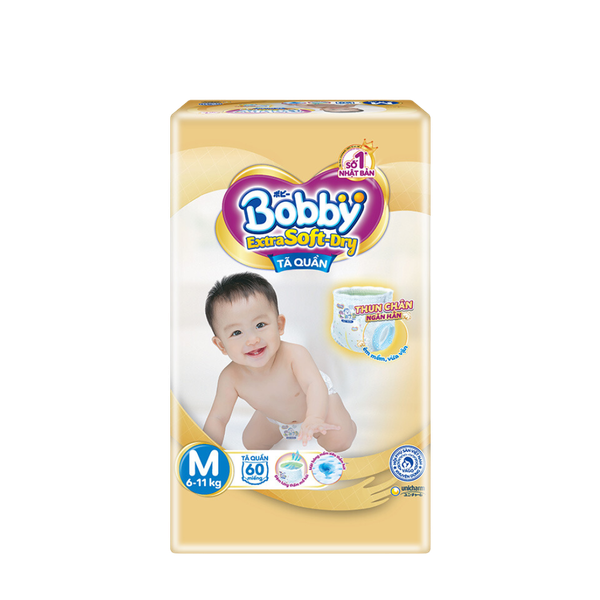 Tã Bobby Quần Extra Soft Dry M-60 (6 - 11 kg)