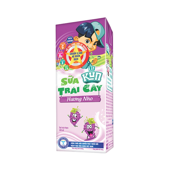 Sữa Kun trái cây hương nho 180ml (lốc 4 hộp)