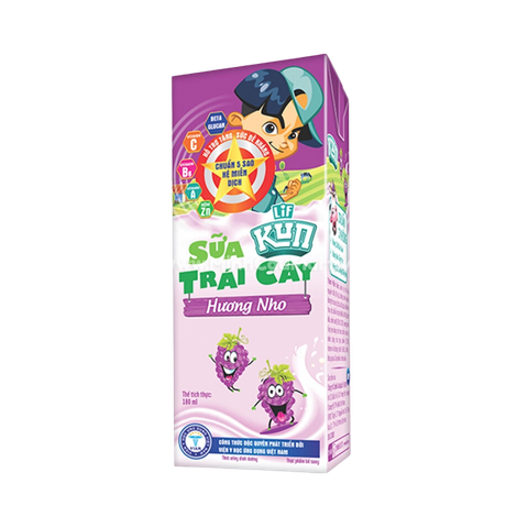 Sữa Kun trái cây hương nho 180ml (lốc 4 hộp)