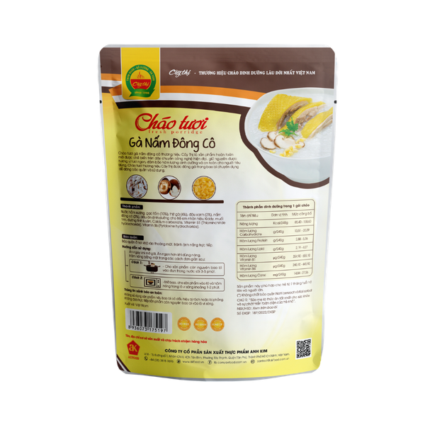 Cháo tươi gà nấm đông cô Cây Thị (240g)