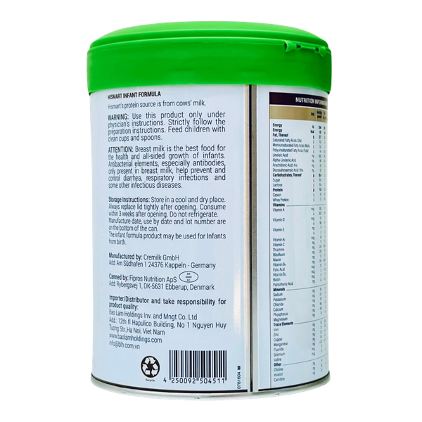 Sữa Hismart Germany Số 1 (800g) cho bé 0-6 tháng tuổi