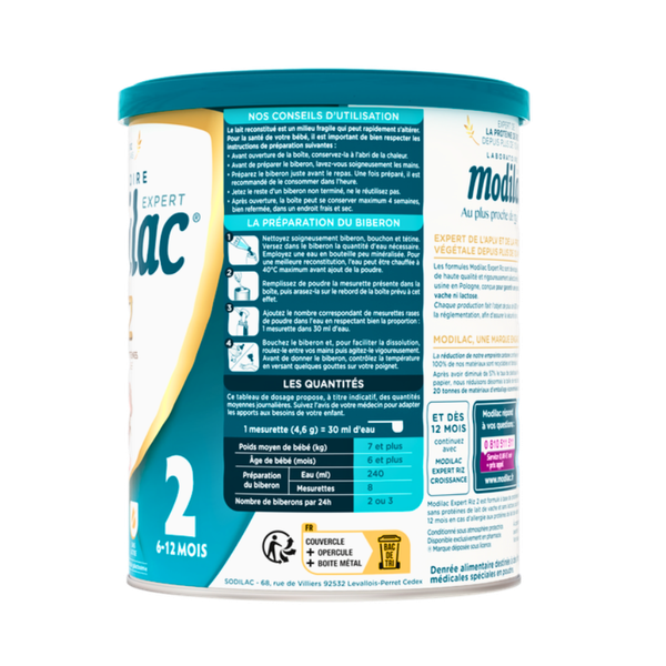Sữa Modilac Expert Riz số 2 (800g) cho bé từ 6-12 tháng tuổi