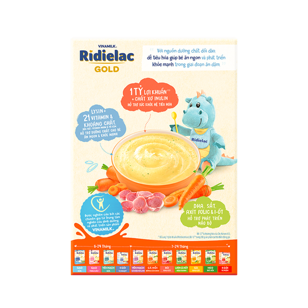 Bột ăn dặm Ridielac Gold Heo Cà Rốt 200g (7 - 24 tháng)