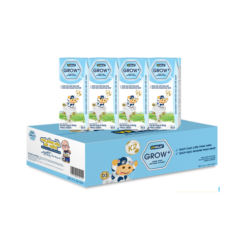 Sữa tiệt trùng VPmilk Grow+ có đường 180ml (lốc 4 hộp)
