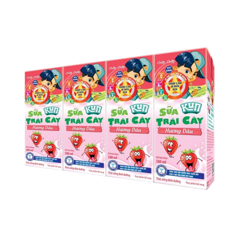Sữa Kun trái cây hương dâu 180ml (lốc 4 hộp)